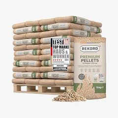 Premium REKORD Holzpellets A1 ENplus – Sackware auf Palette (66 x 15 kg)